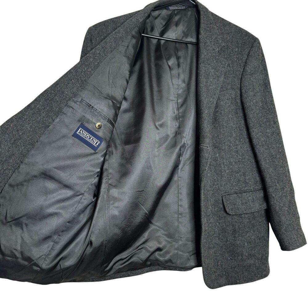 Lands End Men’s Blazer Tweed Sport Coat 43R Wool Lambswool Made in USA Vintage - Picture 4 of 9
